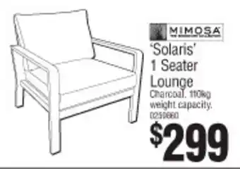 Bunnings Mimosa 'Solaris' 1 Seater Lounge 110kg offer
