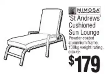 Bunnings Mimosa 'St Andrews Cushioned Sun Lounge offer