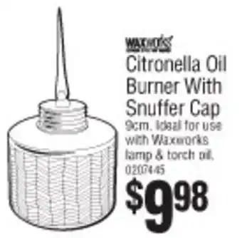 Bunnings Citronella Oil Burner With Snuffer Cap 9cm offer