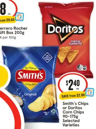 IGA Smith's Chips or Doritos Corn Chips 90-175g offer