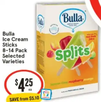 IGA Bulla Ice Cream Sticks 8-14 Pack offer