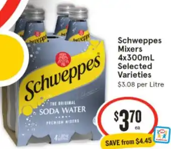 IGA Schweppes Mixers 4x300mL offer