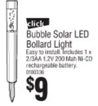 Bunnings Bubble Solar LED Bollard Light offer