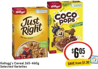 IGA Kellogg's Cereal 265-460g offer