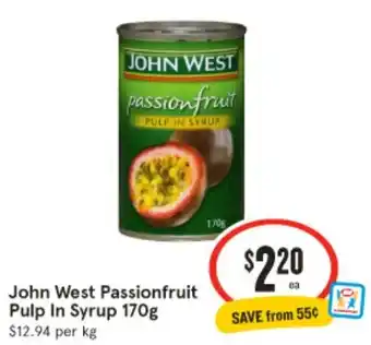 IGA John West Passionfruit Pulp In Syrup 170g offer