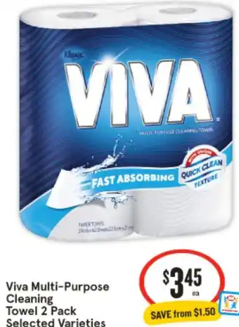 IGA Viva Multi-Purpose Cleaning Towel 2 Pack offer