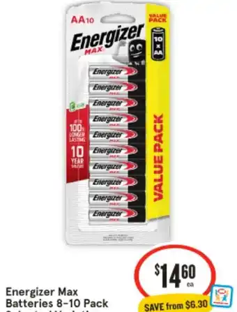 IGA Energizer Max Batteries 8-10 Pack offer