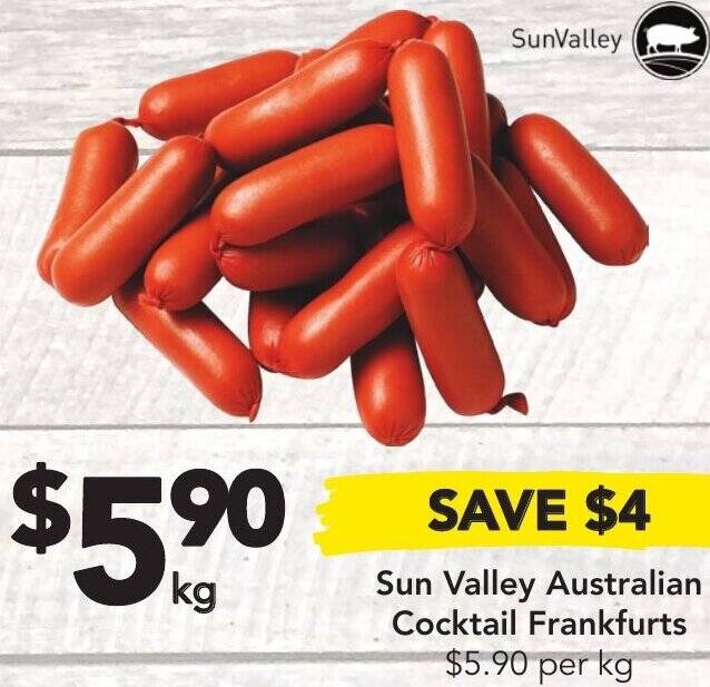 Sun Valley Australian Cocktail Frankfurts offer at Drakes