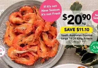 Drakes South Australian Cooked Large 16/20 King Prawns offer