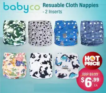 BabyCo Baby Co Reusable Cloth Nappies - 2 Inserts offer