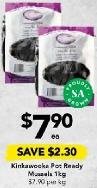 Drakes Kinkawooka Pot Ready Mussels 1kg offer