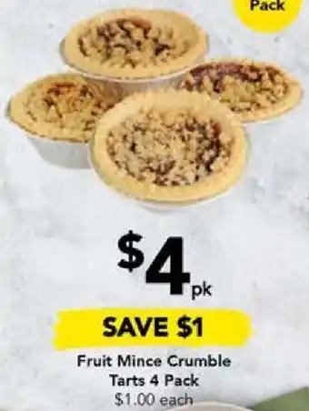 Fruit Mince Crumble Tarts 4 Pack