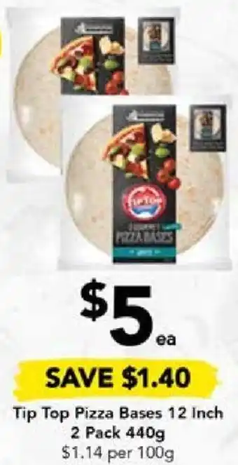 Drakes Tip Top Pizza Bases 12 Inch 2 Pack 440g offer