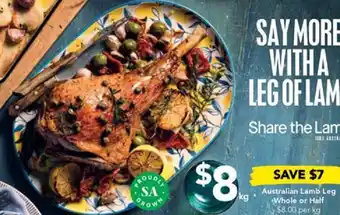 Drakes Australian Lamb Leg Whole or Half offer