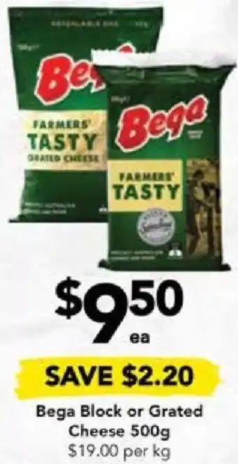 Drakes Bega Block or Grated Cheese 500g offer