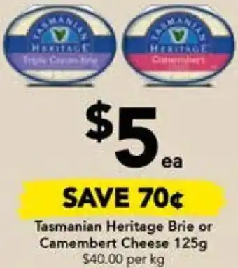 Drakes Tasmanian Heritage Brie or Camembert Cheese 125g offer