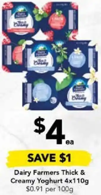 Drakes Dairy Farmers Thick & Creamy Yoghurt 4x110g offer