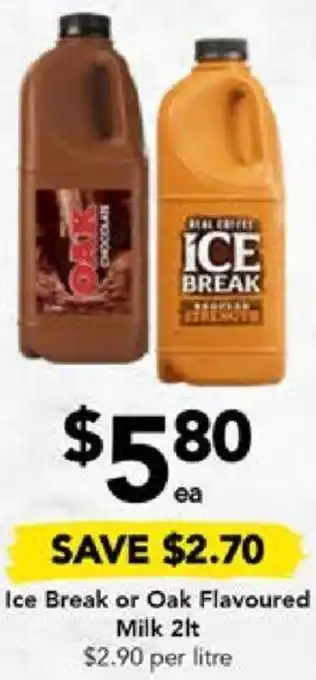 Drakes Ice Break or Oak Flavoured Milk 2lt offer