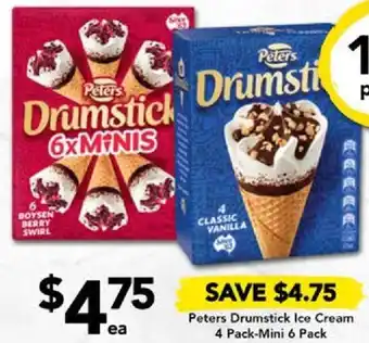 Drakes Peters Drumstick Ice Cream 4 Pack-Mini 6 Pack offer