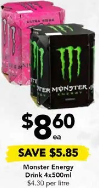 Drakes Monster Energy Drink 4x500ml offer