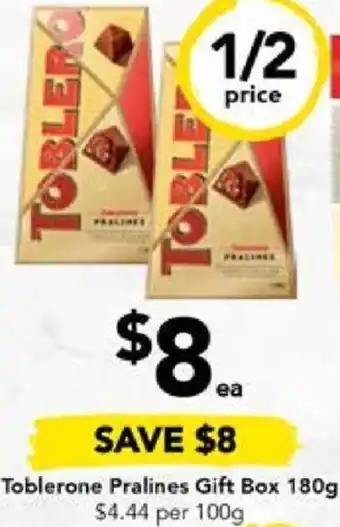 Drakes Toblerone Pralines Gift Box 180g offer