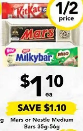 Drakes Mars or Nestle Medium Bars 35g-56g offer