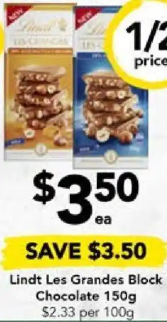 Drakes Lindt Les Grandes Block Chocolate 150g offer