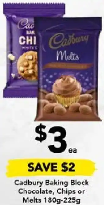 Drakes Cadbury Baking Block Chocolate, Chips or Melts 180g-225g offer