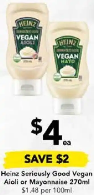 Drakes Heinz Seriously Good Vegan Aioli or Mayonnaise 270ml offer