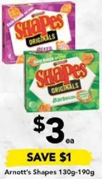Drakes Arnott's Shapes 130g-190g offer