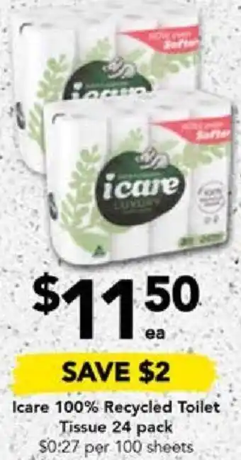 Drakes Icare 100% Recycled Toilet Tissue 24 pack offer