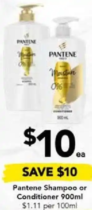 Drakes Pantene Shampoo or Conditioner 900ml offer