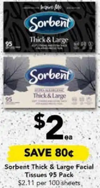 Drakes Sorbent Thick & Large Facial Tissues 95 Pack offer
