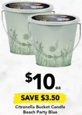 Drakes Citronella Bucket Candle Beach Party Blue offer