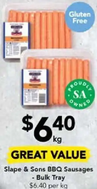 Drakes Slape & Sons BBQ Sausages - Bulk Tray offer
