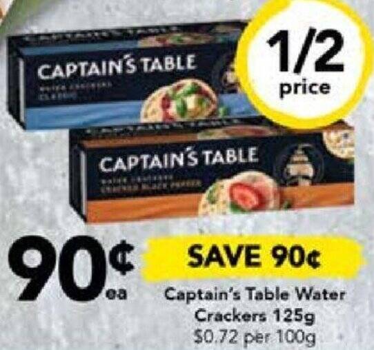 Captain's Table Water Crackers 125g offer at Drakes