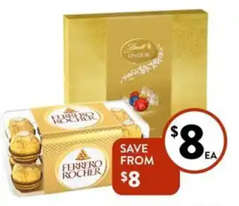 Foodworks Lindt Lindor Giftbox 147/150g or Ferrero Rocher Gift Box 15/16 Pack 172/200g offer