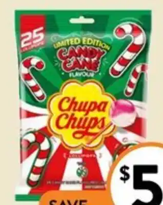 Chupa Chups Candy Cane Flavour Lollipops 25 Pack 300g