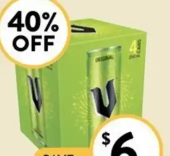 Foodworks V Energy Drink 4 Pack x 250ml offer