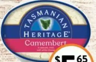 Foodworks Tasmanian Heritage Triple Brie Cream or Camembert Cheese 125g offer