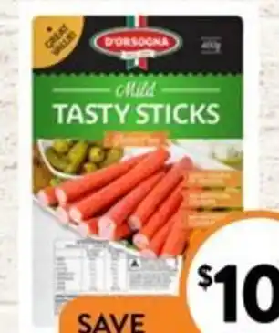 Foodworks D'Orsogna Tasty Sticks 400g offer