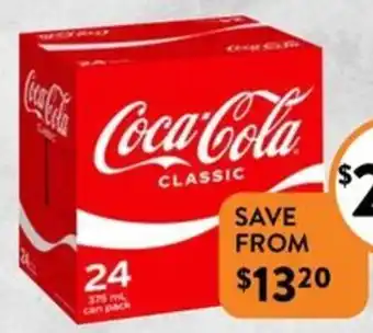 Foodworks Coca-Cola Cans 24 Pack x 375ml offer