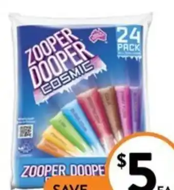 Foodworks Zooper Dooper Ice Blocks 24 Pack x 70ml offer