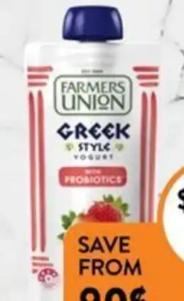 Foodworks Farmers Union Greek Style Yogurt Pouch 130g offer