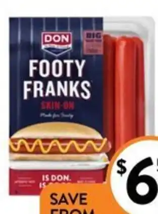 Don Footy or Cocktail Franks Skinless or Skin-On 600/750g