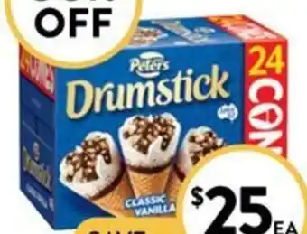 Foodworks Peters Vanilla or Mixed Drumstick 24 Pack offer