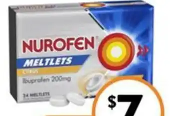 Foodworks Nurofen Meltlets or Quickzorb Caplets 24 Pack offer