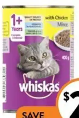 Foodworks Whiskas Wet Cat Food 400g $0 offer