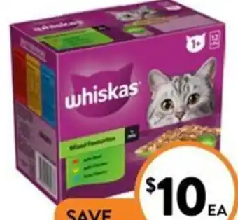 Foodworks Whiskas Favourites Wet Cat Food 12 Pack x 85g offer