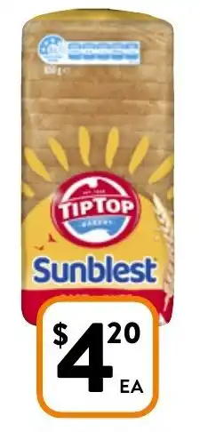 Foodworks Tip Top Sunblest Bread 650g offer
